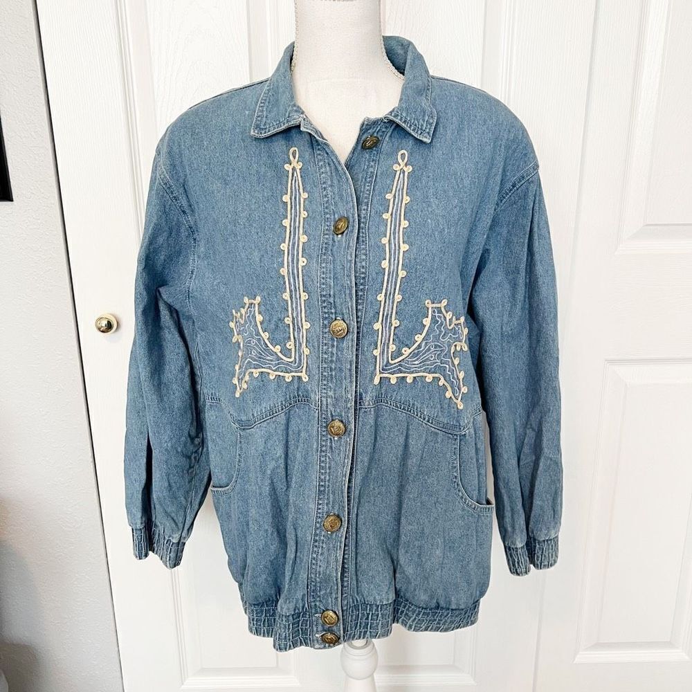 Vintage Arlando 1980s Embroidered Denim Jacket Size Medium